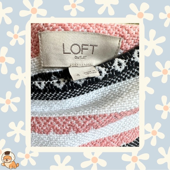 LOFT Outlet Geometric Striped Embroidered/Textured Mini Skirt, Sz 4 - Picture 7 of 8